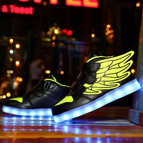 Kids RGB Sneakers LED Light Up Shoes USB Flashing Wing Sneakers for Toddler Kids - Picture 65 of 66