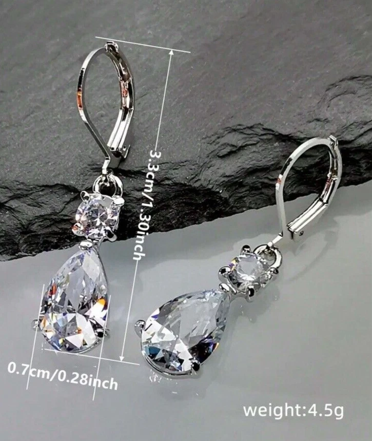 PENDIENTES ARO RELLENOS ORO BLANCO 9K HECHOS CON CRISTALES DE SWAROVSKI REGALO #OA11 Foto 4 de 4