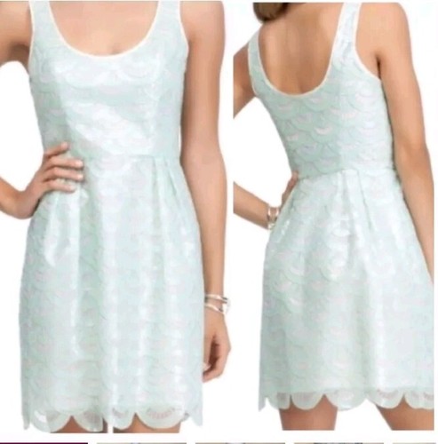BEBE Mint Green Scalloped Sequin Cocktail Dress Dome XS Dress $189 #C