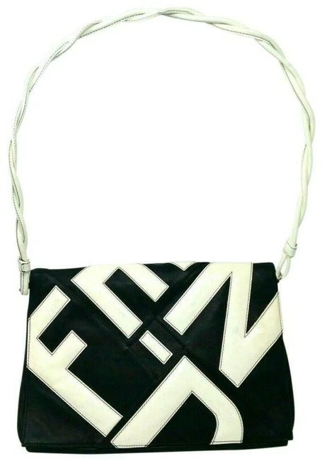 Shop Vintage Black & White Lambskin Envelope Shoulder Bag