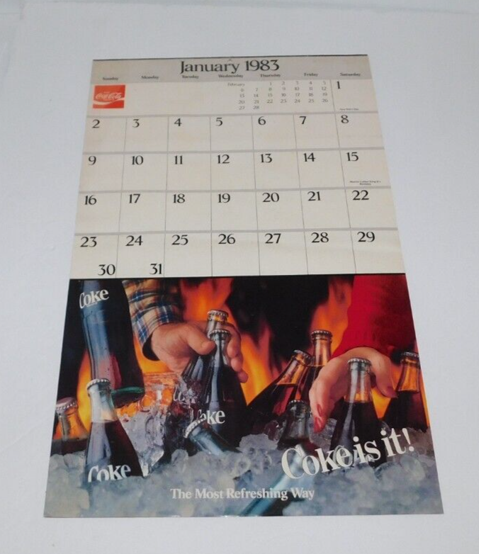 NEAT VINTAGE 1983 COCA COLA WALL CALENDAR 17 1/2
