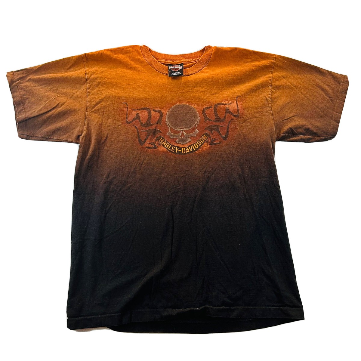 トップス Early 90s Harley-Davidson McCOY'S VTG 90s Harley Davidson Shirt Mens M Orange Fade Single