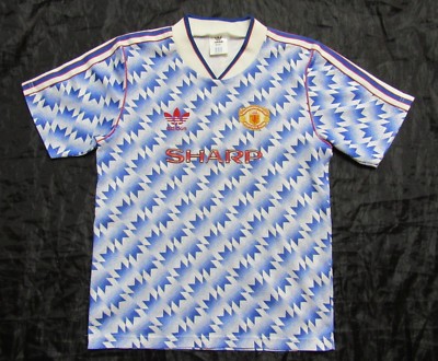 1990-1992 MANCHESTER UNITED away shirt jersey ADIDAS Red Devils BOY M 30/32  UK