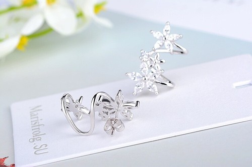 Flower Crystal Earring for Women Korean Ladies Fashion Girl Female Ear Accessori - Picture 3 of 5