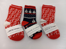 3 Pairs Janie And Jack Nautical Theme Socks 12-24 Months NWT Red/Navy