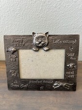 Vintage Metal Cat Photo Frame Kitty Sayings Purrfect Friend