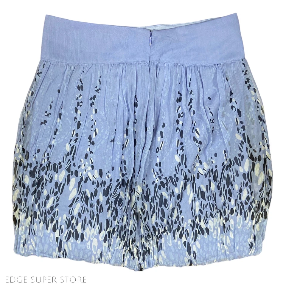 Express Light Blue Black Polka Dot Peasant Ruffle Boho Silk A Line Skirt Size 8 - Изображение 3 из 4