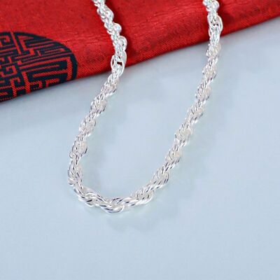 Pure S999 Fine Silver Chain Men Women Singapore Twisted Rope