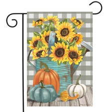 Sunflower Watering Can Fall Garden Flag Pumpkins Floral 12.5"x18" Briarwood Lane