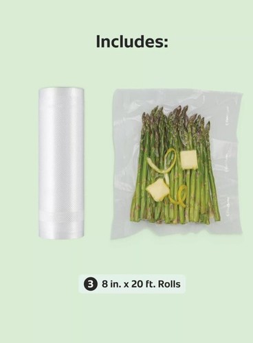 Termosigillante per conservazione alimenti 8 pollici Rotoli 3 X Sacchetti Sigillanti, 8 x 20' - Foto 6 di 9