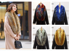 Women faux fur collar cape neck warmer wrap fluffy scarf shawl winter long stole