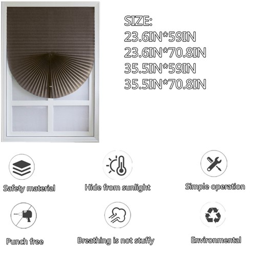 Pleated Window Shades,No Drill Blinds,Temporary Window Blinds,Self AdhesiveCover - Picture 57 of 107