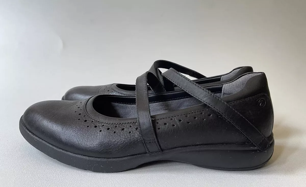 ARAVON WOMEN S BLACK LEATHER VIBRAM SOLE Mary Jane SHOES SZ 10 AA Narrow W46