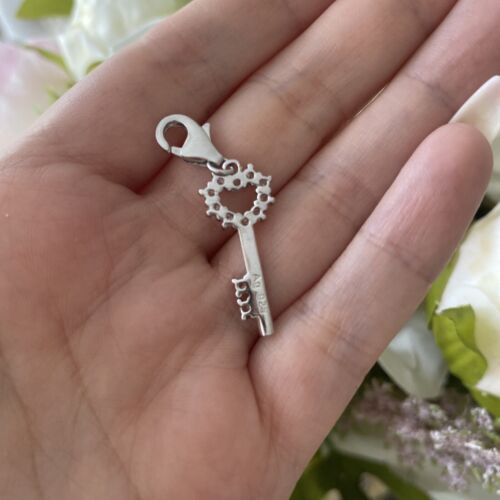 Keychain Silver 925 Solid Zirconia Charm Pendant 322 - Picture 3 of 4