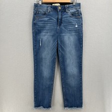 Democracy Ab Technology Jeans Size 8 Mid Rise Skinny Stretch Denim Raw Hem