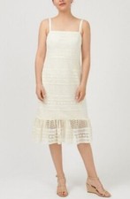 NWT J. Crew Geometric Lace Midi Dress Square Neckline Ivory Sz 0
