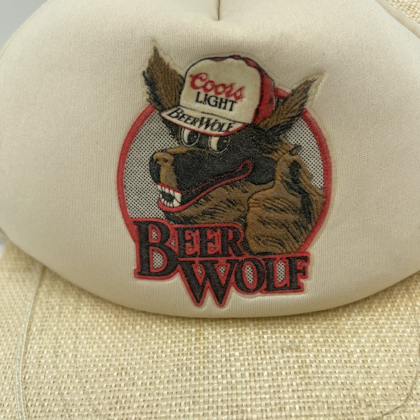 Vintage Coors Light Beer Wolf Straw Snapback Hat Rare… Gem