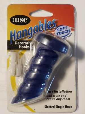 Hangables Soft Touch Slotted Single Non-Slip Hook Screw Shape Blue or Red New