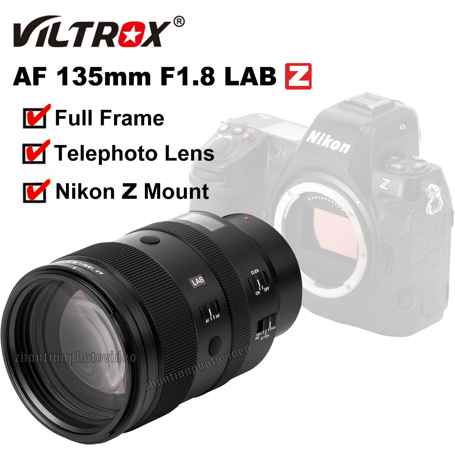 Viltrox AF 135mm F1.8 LAB Z Full Frame Lens for Nikon Z Mount
