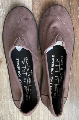 TOMS new Brown Canvas Shoes~Ladies Size 7.5W or Youth Size 5~Brown Slip-ons~