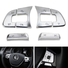 Satin Silver 6pc Steering Wheel Control/Button Decoration Trims For Volkswagen