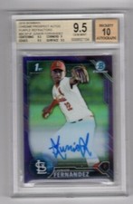 JUNIOR FERNANDEZ 2016 Bowman Chrome Purple Refractor AUTO RC #/250 BGS 9.5