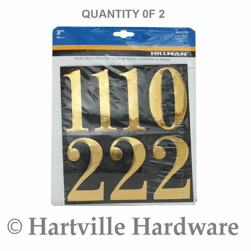 Hillman The Group 842276 3-Inch, Numbers Kit, Gold/Black (2 Pack)