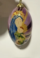 Pier 1 Hand Painted Li Bien Glass Teardrop Ornament 2010 Madonna and Child