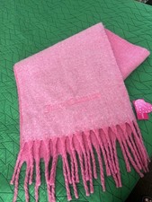 Juicy Couture Pink Blanket Scarf Oversized Fringe Valentines Day Soft NEW