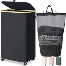 Goodpick Laundry Basket with Wheels, 100L Rolling Laundry Hamper with Lid Clo...