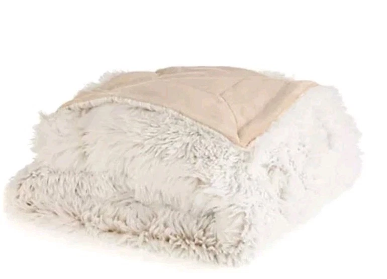 MONT CHALET Hochfloor PLAID Decke WOHNDECKE caramel/beige QvC - Bild 2 von 3