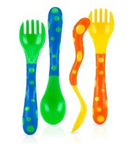 Nuby Fun Feeding Spoons Forks Multi Colors Yellow Green Red Blue Purple Orange