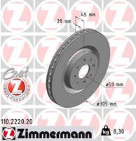 2X Zimmermann Bremsscheibe Coat Z 110.2220.20 FüR Alfa Mito Multiair 955AXN1B