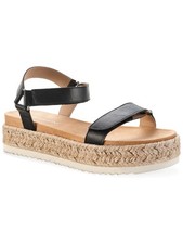 SUN STONE Womens Black Snake Platform 1-1/2" Rylaan Toe Wedge Sandals 8.5 M