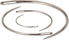 4 Pcs Silver Curved Leather Sewing Needles, Heavy Duty, Set for Weaving, Craf...
