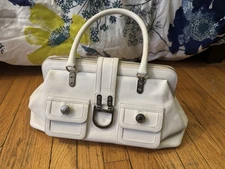 Christian Dior White Leather D Handbag 