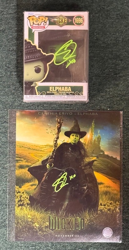 WICKED Elphaba Lot of 2 SIGNED Items with COA's