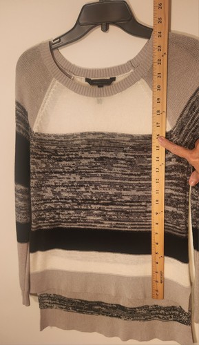 bcbg max azria Lightweight Sweater Top Tan Black White Womens Small - Picture 4 of 10
