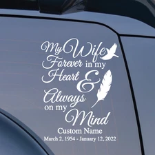My Wife Forever in My Heart Decal - In Loving Memory -Memorial Sticker Decal