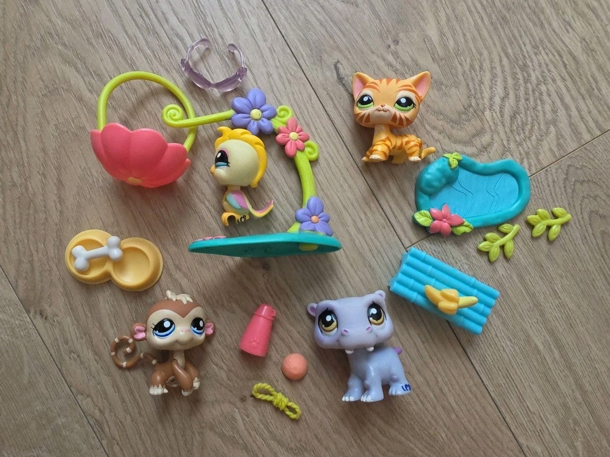 LPS Littlest Pet Shop In The Jungle Set Cat Tiger #1451 Hippo