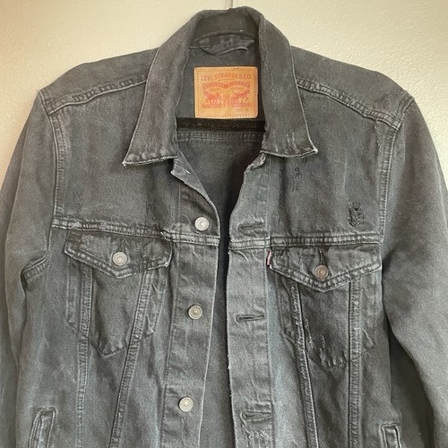Levis S40116 DENIM JEAN Trucker Jacket Men’s Sz Medium Black - Picture 3 of 9