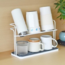 Bottle Drying Rack, Cup Drying Rack,Tumbler Drying Rack with Drain Tray White 