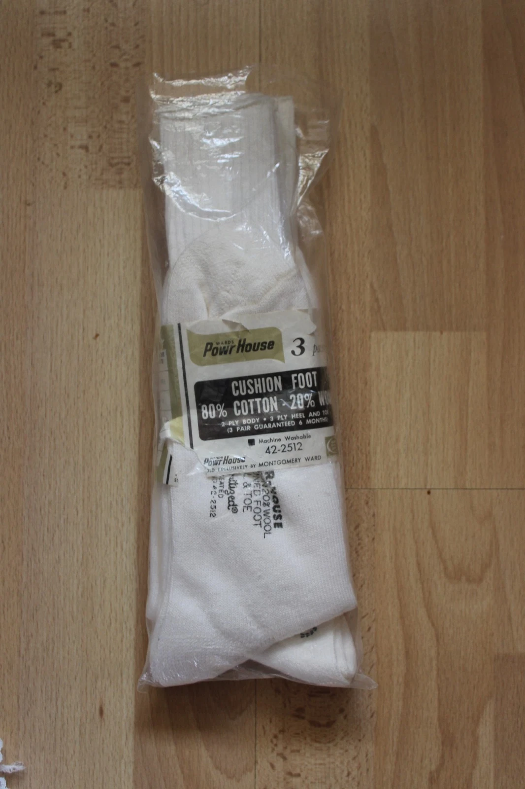 Vtg Montgomery Ward Powr House Socks 3 Prs Wool Blend Crew Sz 11 OPEN NOS