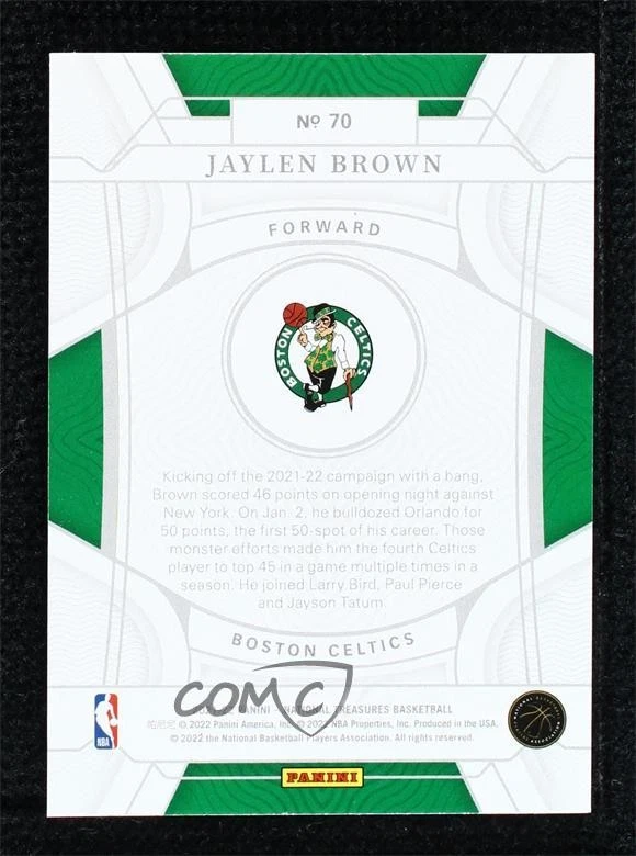 2021-22 Panini National Treasures NBA 75th /75 Jaylen Brown #70 - Image 2 of 2