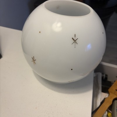 Vtg 1950s MCM Atomic Star Milk GLASS Round Light Fixture SHADE GLOBE Free Ship