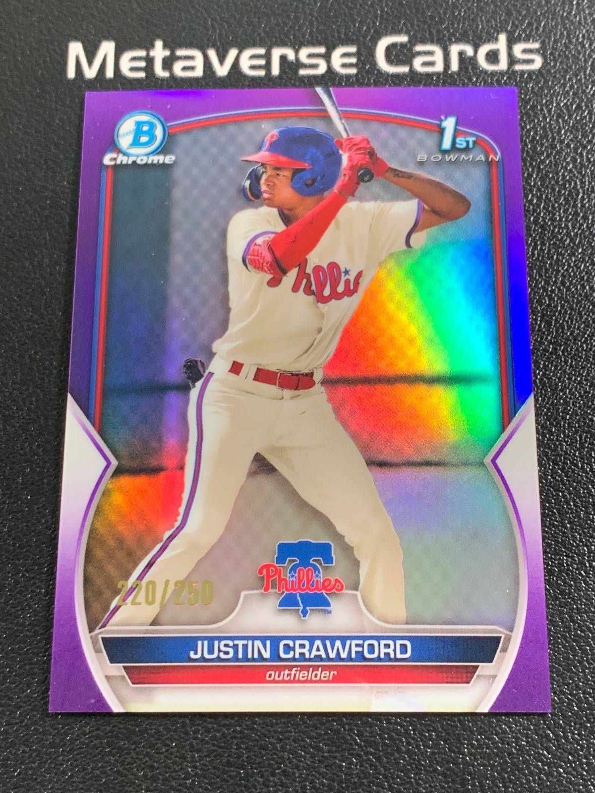 2023 Bowman 1st Chrome Prospects Purple Refractor #BCP-3 Justin Crawford 220/250