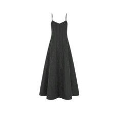 Zara Womens Black Spaghetti Strap Fit And Flare Midi Dress. Size Medium-UK 12.