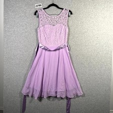 Bery Love Cocktail Dress Womens Small Purple Nylon Stretch Ruffle Hem Belted