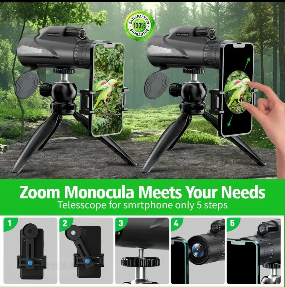 10×30 Monocular Telescope with Smartphone Holder & Upgraded Tripod, - Image 4 of 4