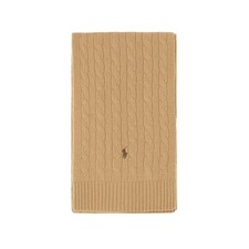 Polo Ralph Lauren Classic Cable Knit Scarf with Pony Embroidery Camel 150391984